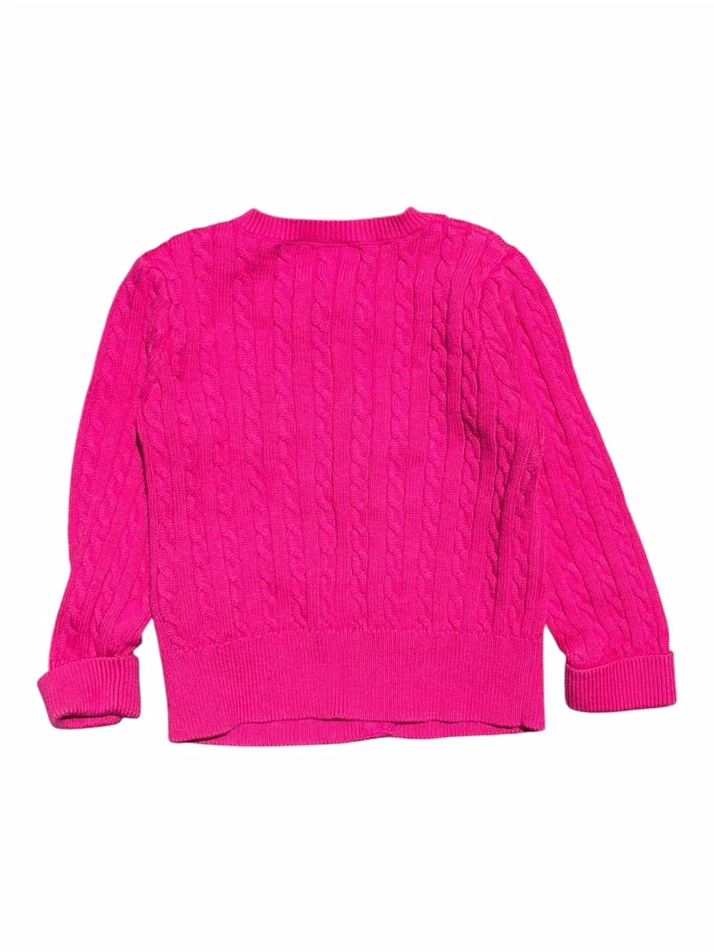 Ralph Lauren Baby Girls 12M Pink Cable Knit Cardigan Cotton Pony Sweater Preppy
